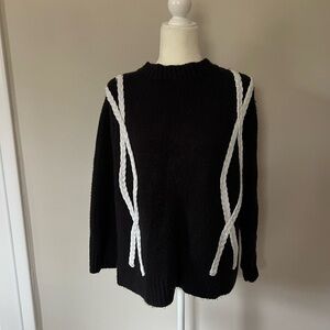 Black Women's Sweater with Braided Accent